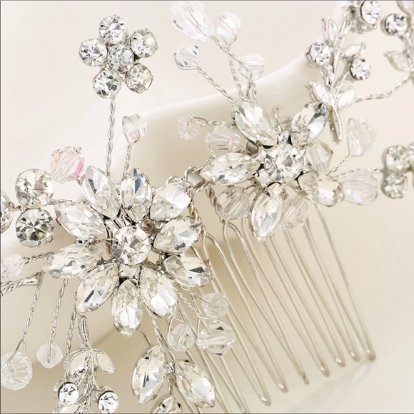 Flower vintage hair comb big Large vine bling brid main image 5